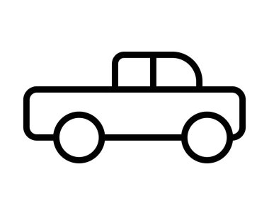 Bu basit siyah çizgili resimde, ulaşımla ilgili projeler, grafikler veya taşınabilirlik ve seyahat üzerine odaklanmış tasarımlar için mükemmel bir pikap görüntüsü var..