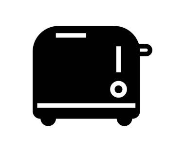Mutfak aletlerini temsil eden minimalist siyah tost makinesi ikonu, yemekle ilgili temalar ve modern ev tasarımı için mükemmel. Yemek kitapları, web siteleri veya markalaşma için ideal.
