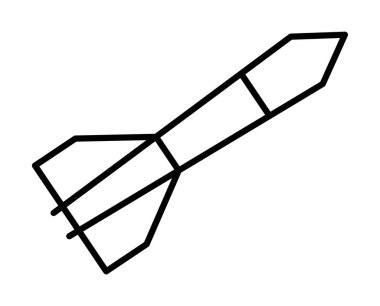 Bu resim, havacılık ve yenilikle ilgili çeşitli tasarım projeleri, pazarlama ve eğitim materyalleri için ideal olan bir roketin basit siyah ve beyaz ana hatlarını içerir..