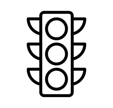 Simple outline illustration of a traffic light displaying three circular signals. This icon represents important road safety measures, ideal for urban design projects.
