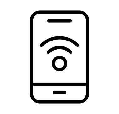 Sinyal dalgaları ve dairesel bir ikona sahip şık bir akıllı telefon tasarımı, dijital ortamda iletişimi ve modern teknolojiyi temsil etmek için mükemmel..