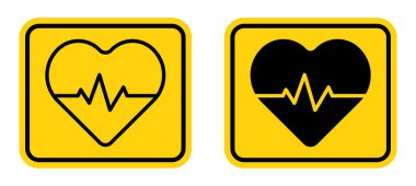 Bu grafikte, sağlık ve zindelik kavramlarını temsil eden sarı bir zemin üzerinde iki kalp atışı simgesi yer alıyor. Tıbbi ve sağlık projeleri için ideal.