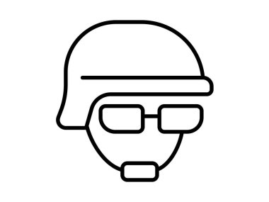 This stylish military icon features a soldier wearing a helmet and glasses, showcasing a bold and striking design. Perfect for projects related to military themes.