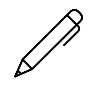 Bu resim, çeşitli görsel projelerde yazı, ofis malzemeleri ve yaratıcı tasarımı temsil eden basit bir kalem taslağı içerir..