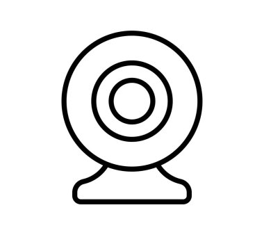 Minimalist line art graphic of a webcam, illustrating the concept of digital communication and online video interaction in a modern world. Perfect for tech-related projects.