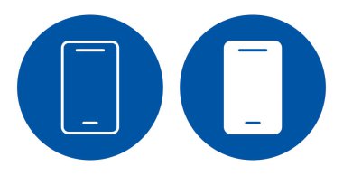 İki mavi daire simgesi bir akıllı telefonu ve sağlam tasarımları temsil ediyor. Bu görseller modern teknoloji ve iletişim temalarını etkili bir şekilde iletir..