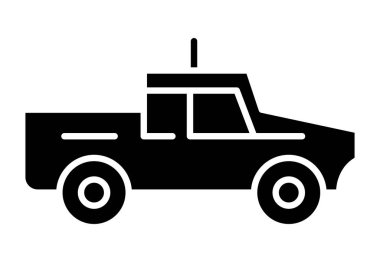 Çarpıcı bir siyah pikap silueti, çeşitli ulaşım ve araçlarla ilgili temalar için mükemmel, modern tasarım projeleri için ideal..