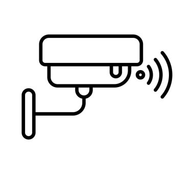 Wi-Fi güvenlik kamerası minimalist çizgisi sanatı hem ev hem de iş yerleri için modern gözetim teknolojisini temsil ediyor. Güvenlik temaları için bu resmi kullan.