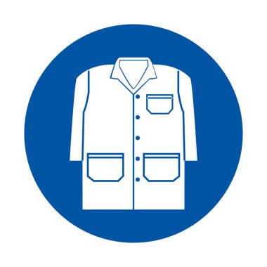 Mavi arka planda gösterilen laboratuvar önlüğünün modern ve temiz bir simgesi. Bu tasarım, sağlık ve bilimsel ortamlardaki profesyonelliği sembolize etmektedir..