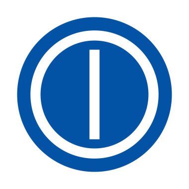 Bu resim, merkezinde dikey bir çizgi bulunan çarpıcı bir mavi daireyi, markalaşma ve grafik projeleri için ideal modern ve minimalist bir tasarım yaratıyor..