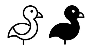 Bu sanat eserinde birbirine zıt iki ördek silueti var. Minimalist tasarım, çeşitli yaratıcı projeler için ideal, pürüzsüz bir taslak ve oyuncu bir karakter sergiliyor..