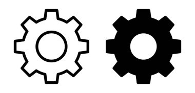Bu görüntüde biri siyah diğeri beyaz olmak üzere endüstriyel ve mekanik temaları temsil eden iki vites simgesi yer almaktadır. Teknoloji veya mühendislik tasarım projeleri için ideal.