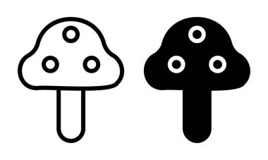 Siyah ve beyaz olarak tasarlanmış bir çift basit mantar ikonu. Bu minimalist unsurlar çeşitli yaratıcı projeleri geliştirebilir, doğanın bir dokunuşu ve kaprisleri ekleyebilir..
