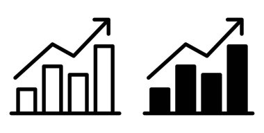 Bu resim, çeşitli sektörlerdeki büyümeyi ve eğilimleri sembolize eden siyah beyaz minimalist grafikleri içeriyor. İş ve mali uygulamalar için ideal.