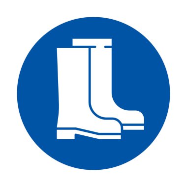 Bu illüstrasyonda açık hava aktivitelerini ve yağmurlu havayı temsil eden canlı bir mavi daireye karşı kurulmuş bir çift lastik bot yer alıyor..