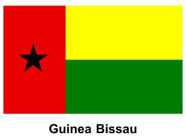 Kırmızı, sarı, yeşil ve siyah yıldızlı Gine Bissau 'nun ulusal bayrağının canlı bir görüntüsü.