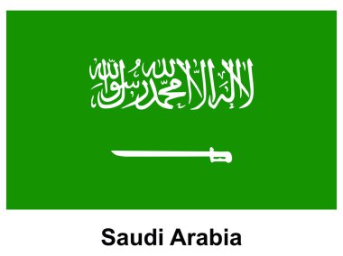 Bu resim, Suudi Arabistan 'ın ulusal bayrağını, canlı yeşil rengini, Arapça kaligrafisini ve sembolik kılıç amblemini sergileyerek, gururu simgeliyor..