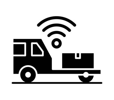 Bu resim modern lojistiği sembolize eden Wi-Fi sinyali taşıyan bir dağıtım kamyonunu gösteriyor. Ulaşım çözümleri ve akıllı dağıtım sistemlerindeki yenilikleri temsil eder..