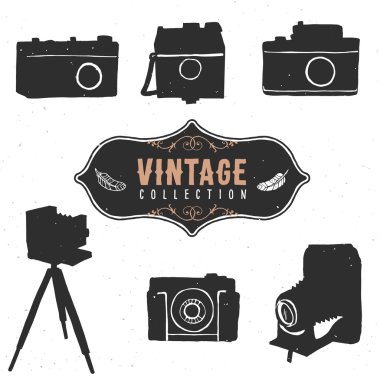 Vintage retro eski kamera koleksiyonu