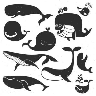Vintage Whale chalk Characters