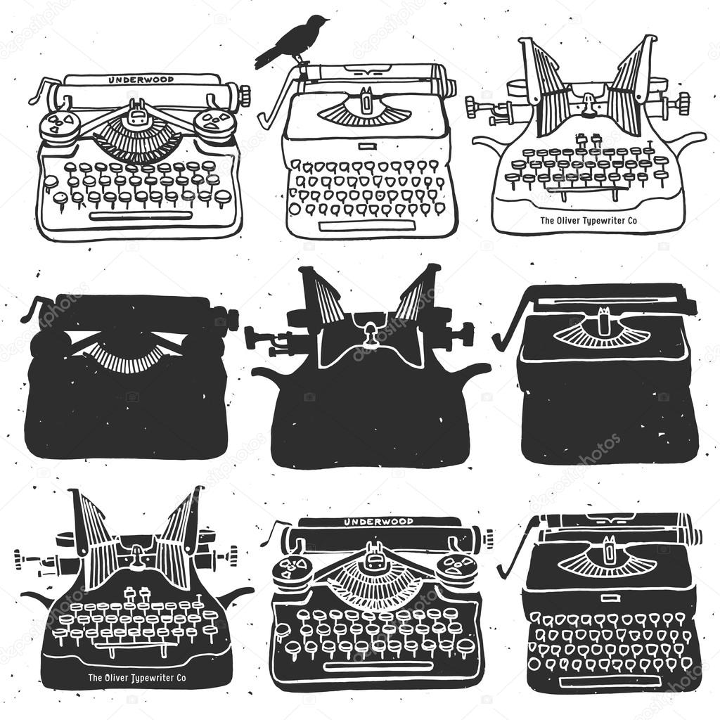 Retro old typewriter collection.