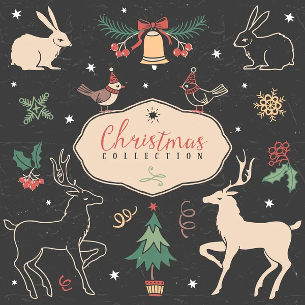 Christmas hand drawn illustrations — Stock Vector