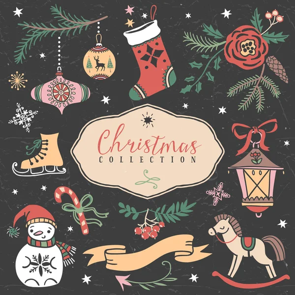 Christmas hand drawn illustrations — Stock Vector