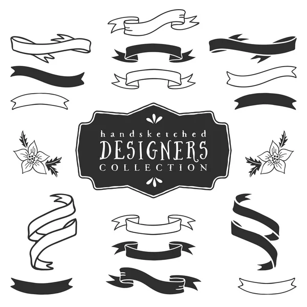 Ink decorative ribbon banners. — Stock Vector