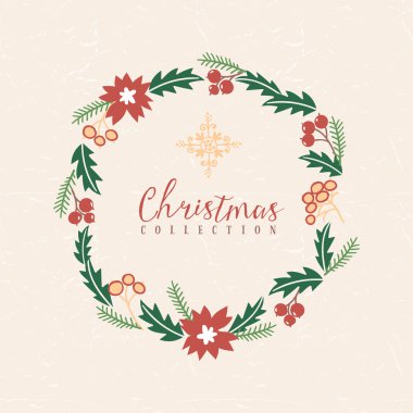 Kar tanesi ile Noel çelenk.