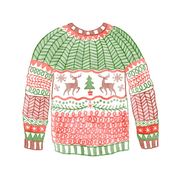Cozy sweater with Christmas deer. — Stock Vector