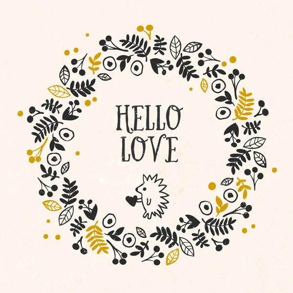 Hola tarjeta de felicitación Love — Vector de stock