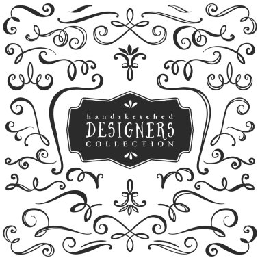 Vintage dekoratif bukleler ve swirls koleksiyonu