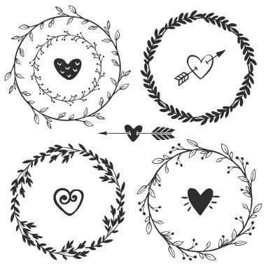 Vintage wreaths with hearts