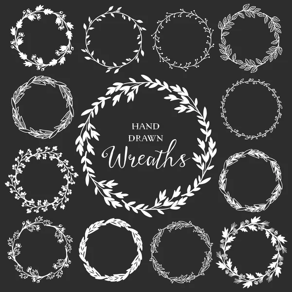 Hand drawn rustic wreaths. — Stock Vector