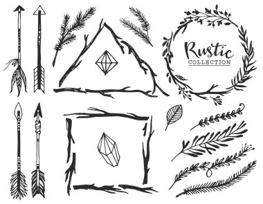 Rustic decorative elements with arrows clipart