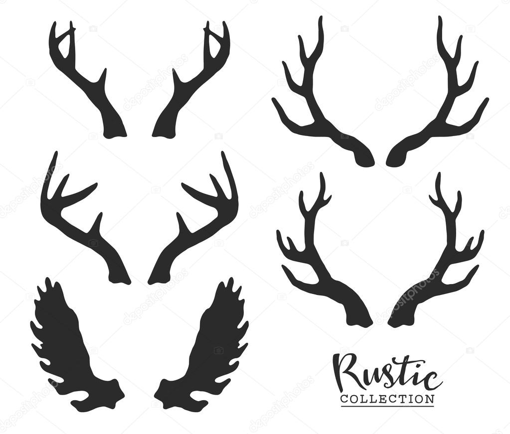 Hand drawn vintage antlers