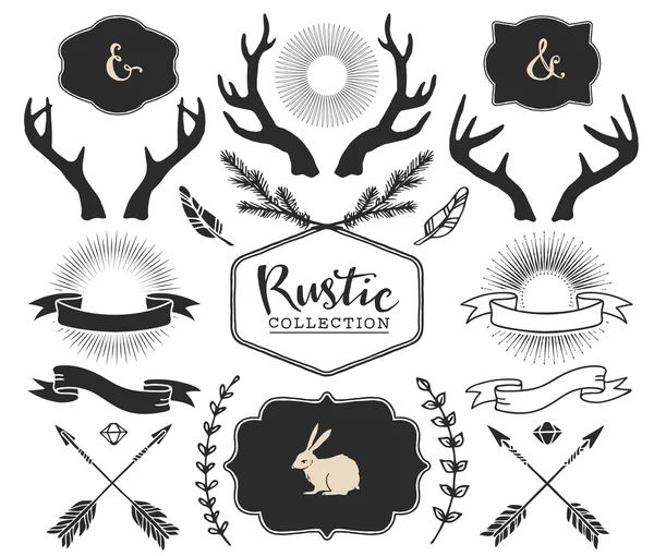Hand drawn antlers, bursts, arrows — Stock Vector