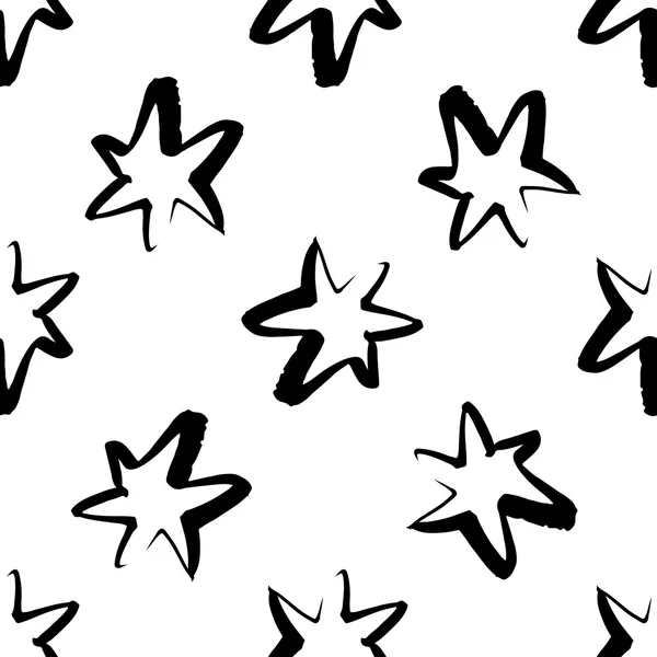 Patrón de estrellas sin costura dibujado a mano . Vectores de stock libres de derechos