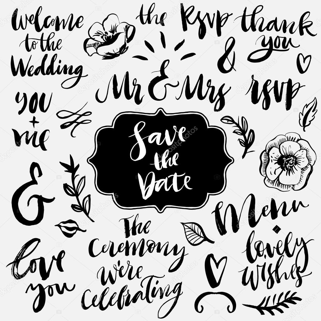 Wedding calligraphy and lettering collection.