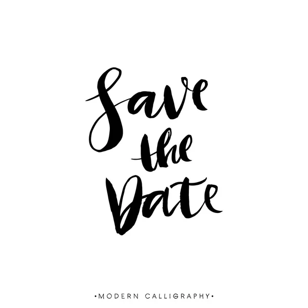 Save the Date. Modern brush calligraphy. — Stock Vector