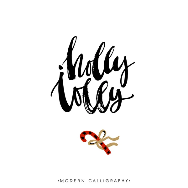Holly Jolly. Caligrafía de Navidad . Ilustración de stock