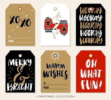 Christmas gift tag with calligraphy. Handwritten modern brush le