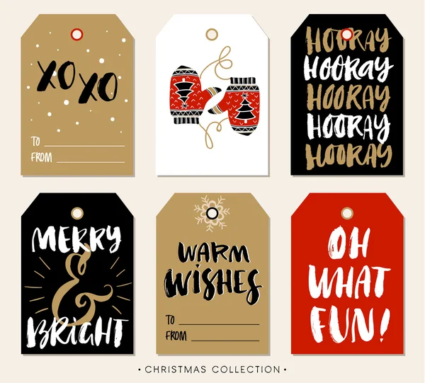Christmas gift tag with calligraphy. Handwritten modern brush le — Wektor stockowy
