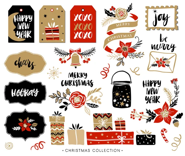 Elementos de diseño dibujados a mano Navidad Vector de stock