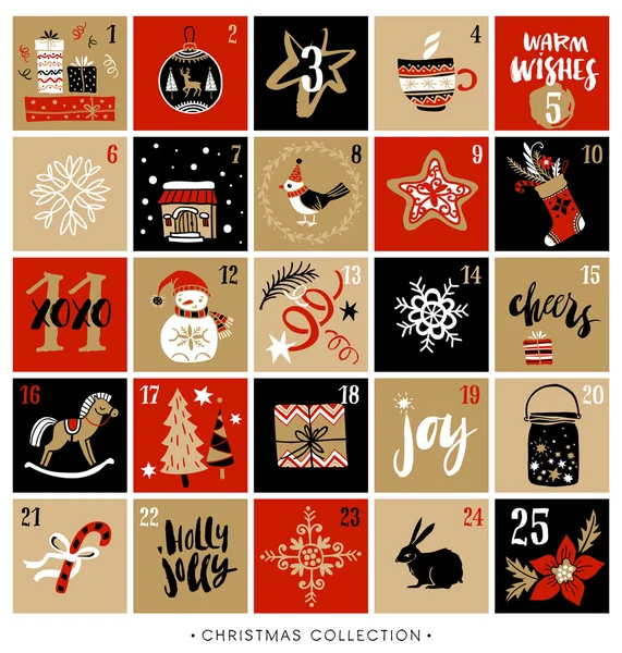 Calendario de Adviento de Navidad . — Vector de stock