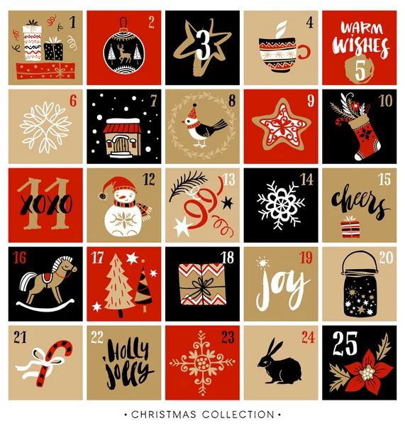 Calendario de Adviento de Navidad . Gráficos vectoriales
