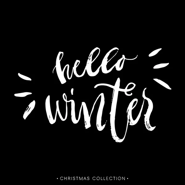 Hola Winter. Tarjeta caligráfica de Navidad . Ilustración de stock