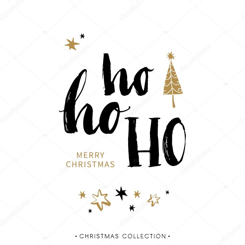 HO HO HO! Merry Christmas! stock vector. Illustration of