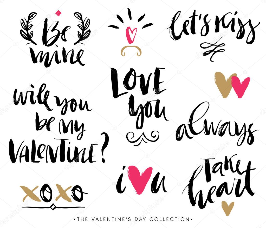 Valentines day calligraphic phrases