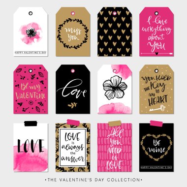 Sevgililer günü hediye Etiketler ve kartları.